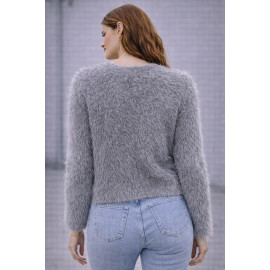 Chaqueta de punto de mujer con efecto pelo