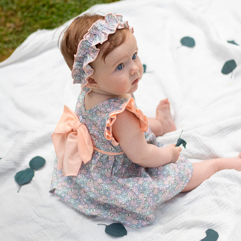 Vestido familia Marmara lazo salmón