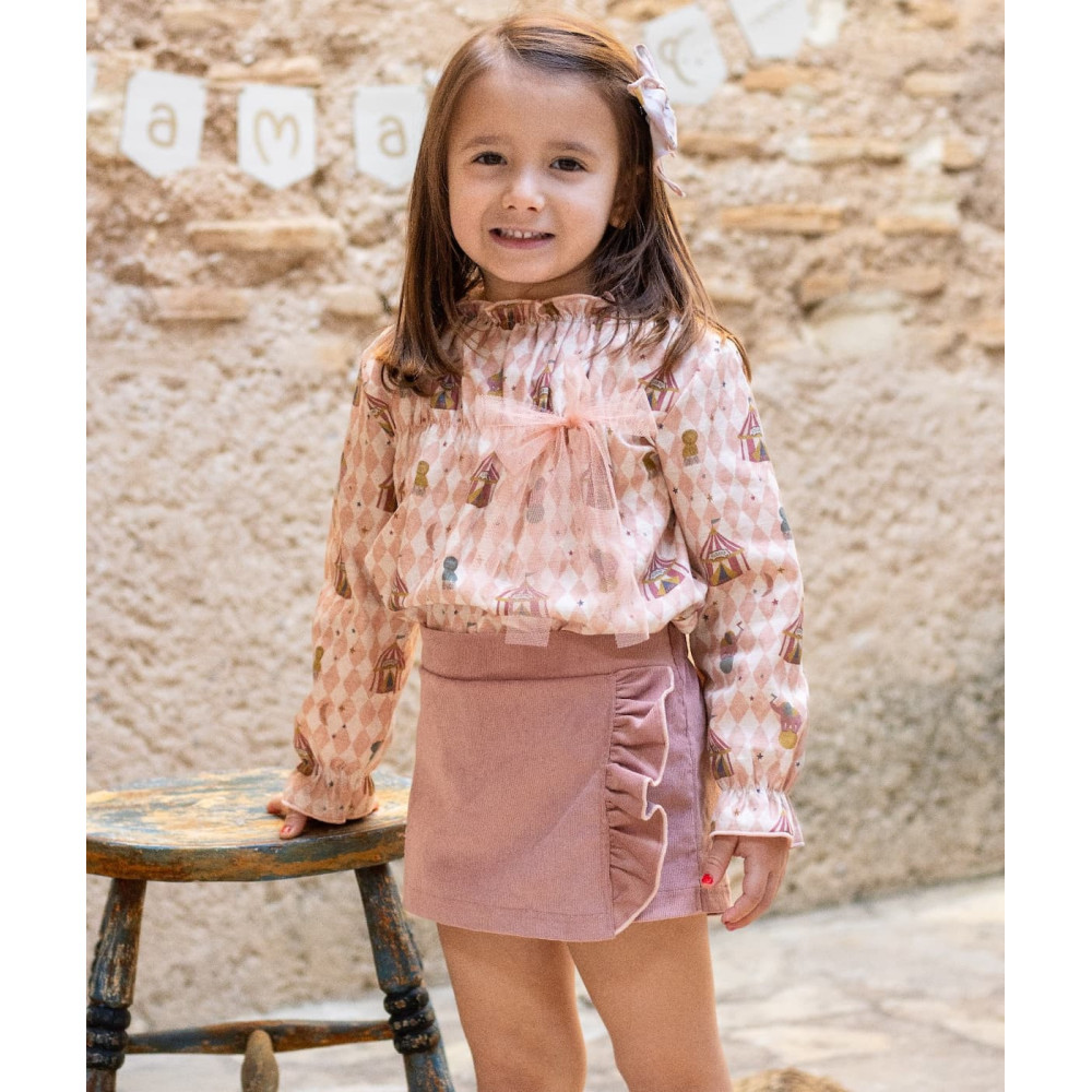 Conjunto falda pantalón Mistral en rosa