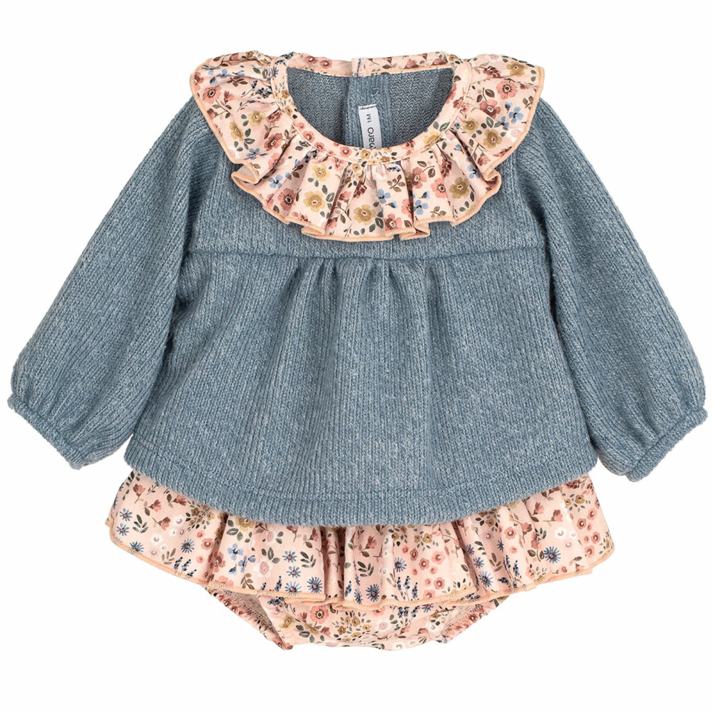 Conjunto pololo bebé niña con jersey y braguita estampada