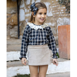 Conjunto Falda-Pantalón de Pana para Niña
